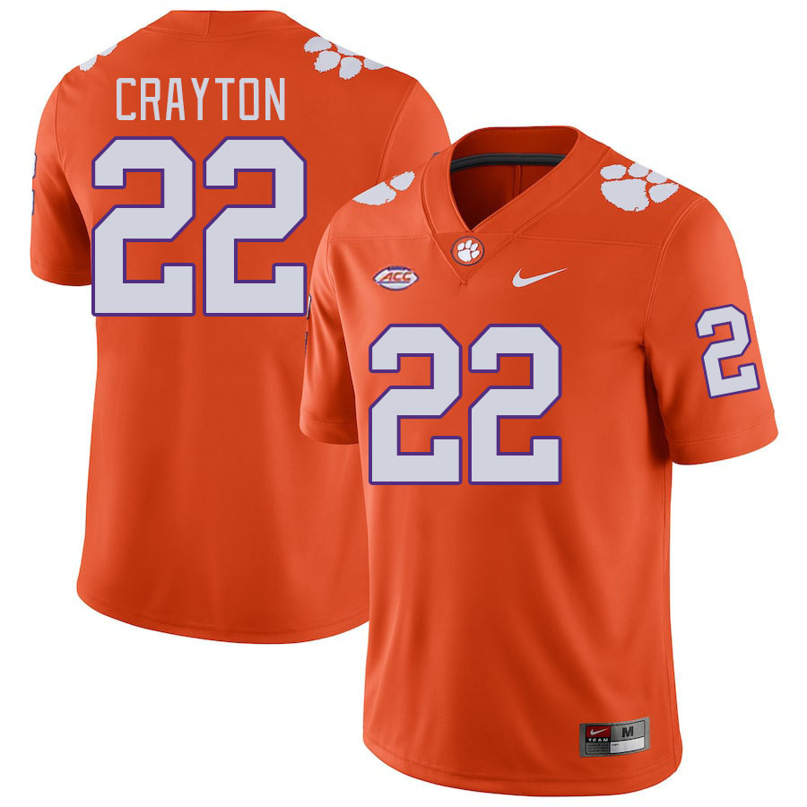 Men #22 Dee Crayton Clemson Tigers College Football Jerseys Stitched-Orange